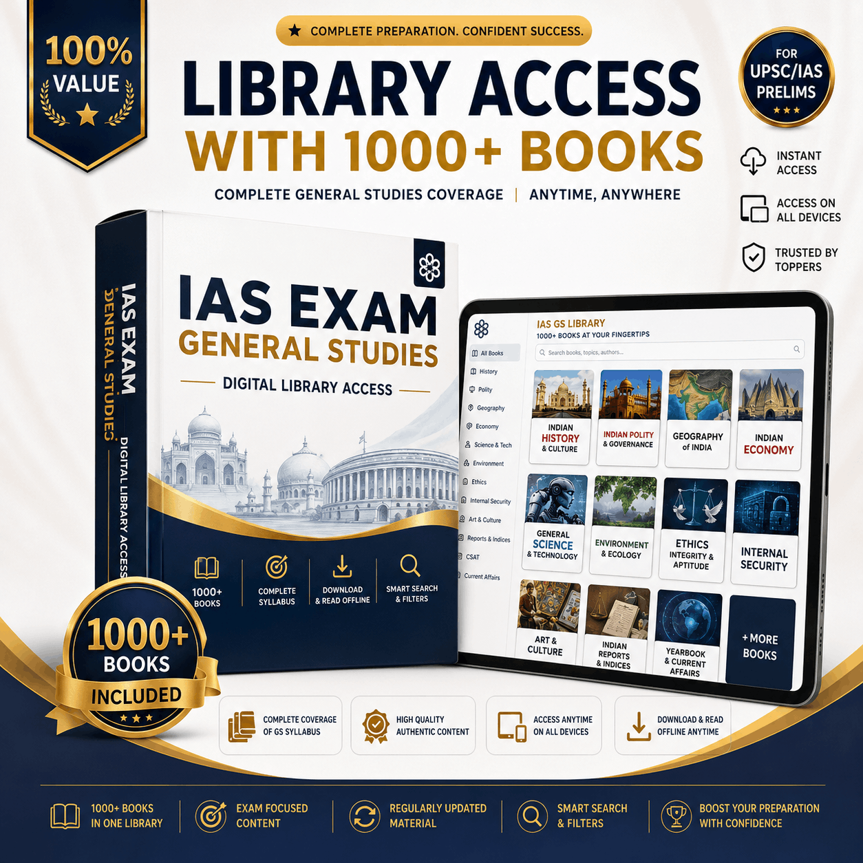 UPSC library access with 1000+ premium material